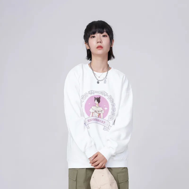 Hepburn Cat Sweatshirt Sets Unisex-9