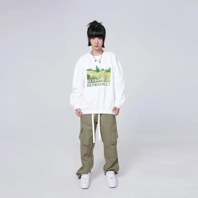 Hepburn Cat Sweatshirt Sets Unisex-6