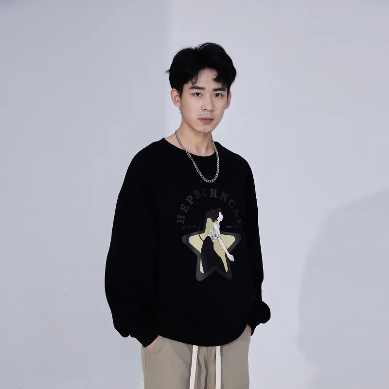 Hepburn Cat Sweatshirt Sets Unisex-16