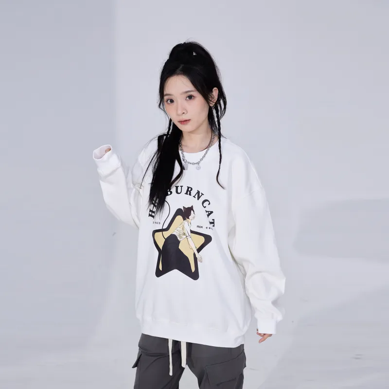 Hepburn Cat Sweatshirt Sets Unisex-4