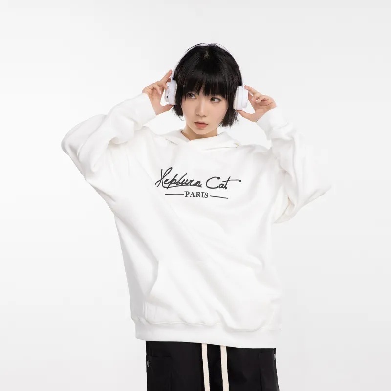 Hepburn Cat Sweatshirt Sets Unisex-5