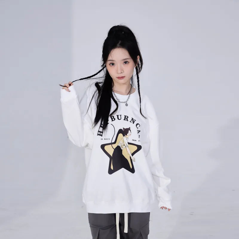 Hepburn Cat Sweatshirt Sets Unisex-5