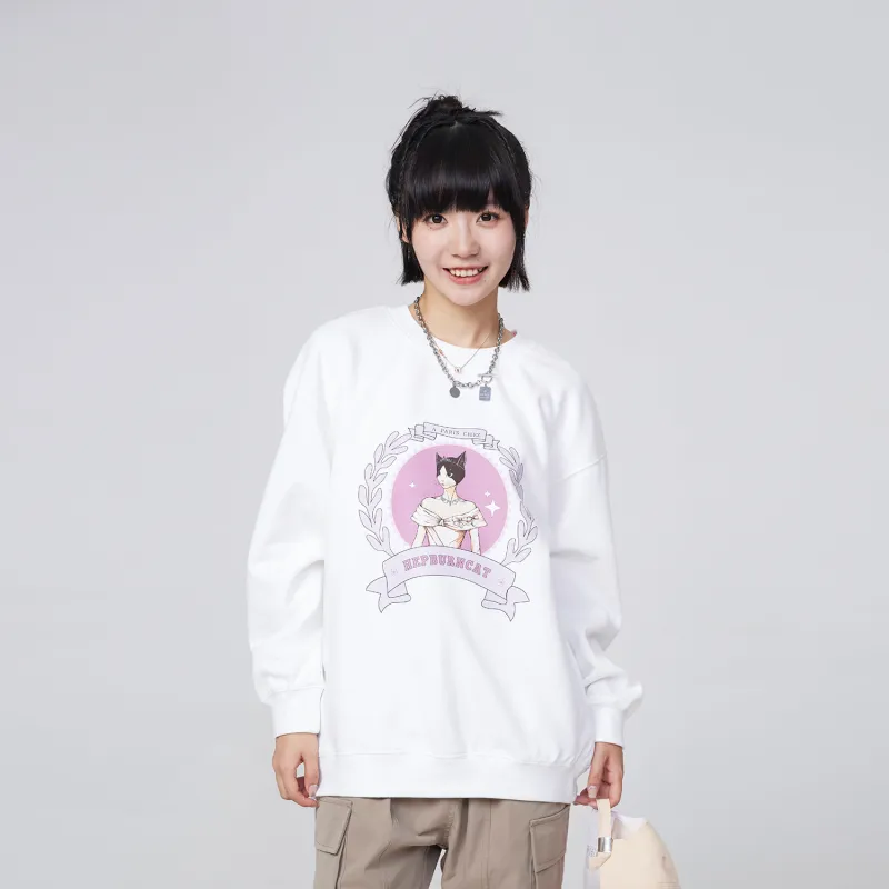 Hepburn Cat Sweatshirts Unisex-4