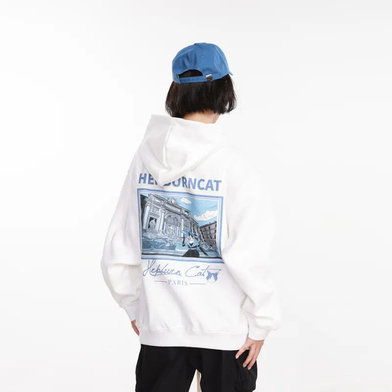 Hepburn Cat Sweatshirt Sets Unisex-4