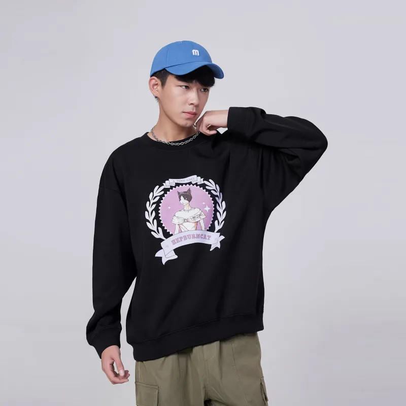 Hepburn Cat Sweatshirt Sets Unisex-20