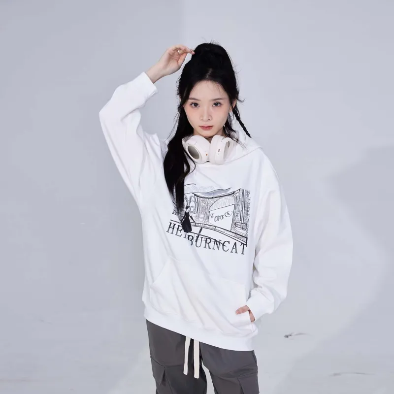 Hepburn Cat Sweatshirts Unisex-11