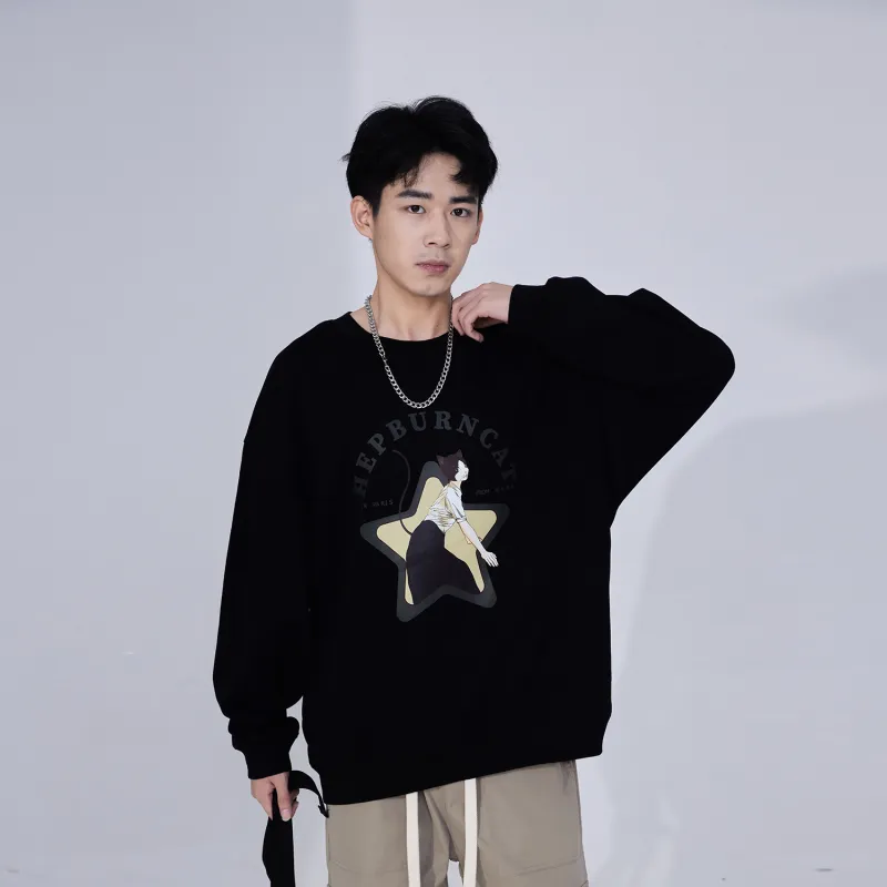 Hepburn Cat Sweatshirt Sets Unisex-14