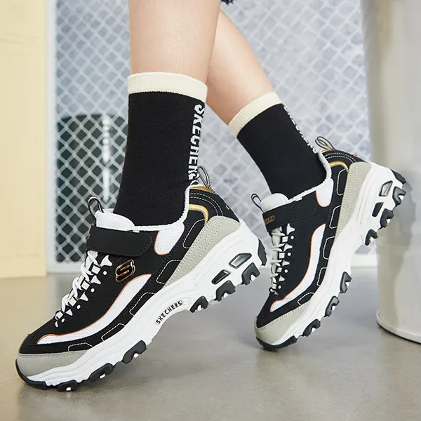 Skechers Slip Resistant Cushioning Abrasion Resistant Support Low Top Kids' Running Shoes Black Gold Teenagers-7