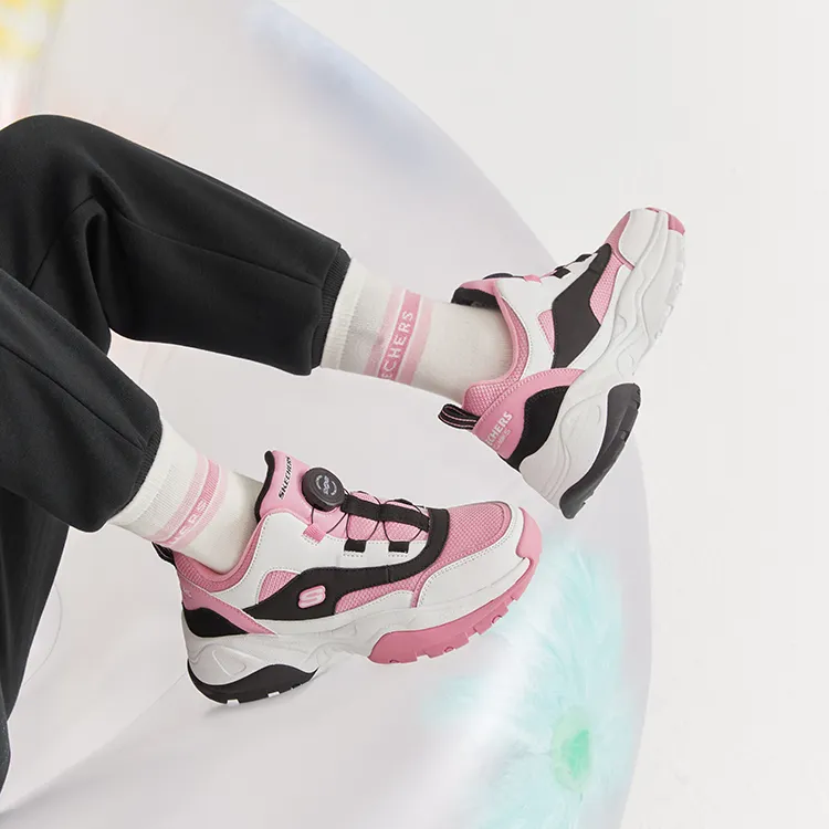 Skechers Kozmiks Anti Kick Cushioning And Abrasion Resistant Kids Lifestyle Shoes Black White Pink Teenagers-5