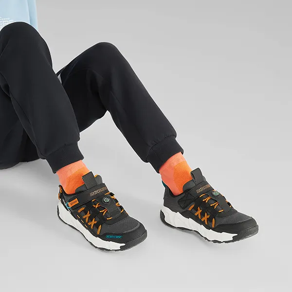 Skechers Slip Resistant, Abrasion Resistant, Breathable Low Top Kids' Running Shoes Black Orange Teenagers-7