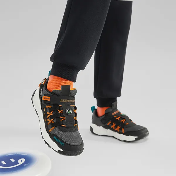 Skechers Slip Resistant, Abrasion Resistant, Breathable Low Top Kids' Running Shoes Black Orange Teenagers-5