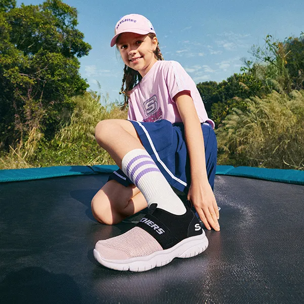 Skechers Go Fle Cushioning, Abrasion Resistant, Anti Kick Low Top Kids Lifestyle Shoes Pink/Black Teenagers-6