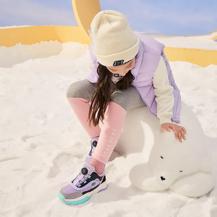 Skechers Anti Kick Cushioning And Abrasion Resistant Mid Top Kids Lifestyle Shoes White Purple Blue Teenagers-7
