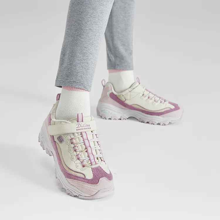 Skechers Girls Slip Resistant Cushioning Abrasion Resistant Thermal Kids Lifestyle Shoes White Lavender Teenagers-7