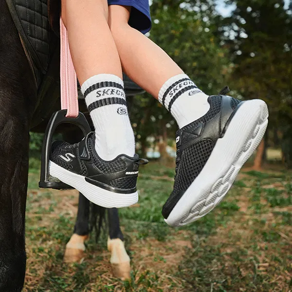 Skechers Abrasion Resistant Low Top Kids Lifestyle Shoes White Black Teenagers-7
