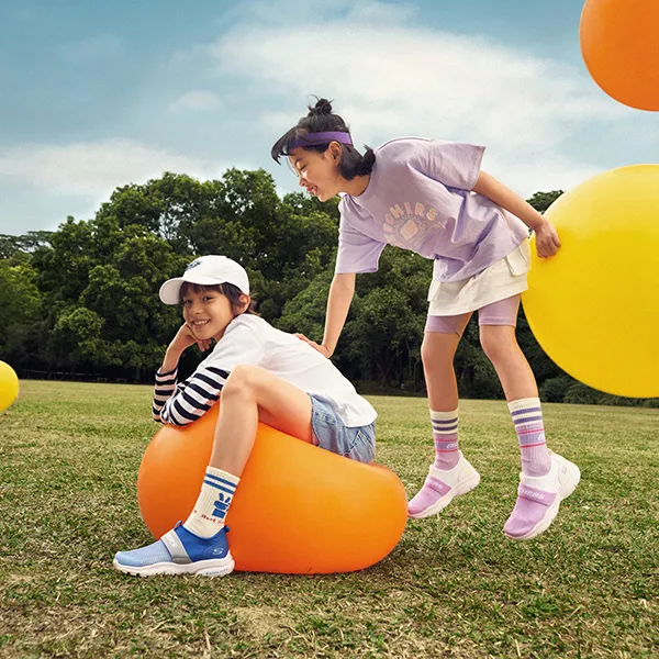 Skechers Go Fle Wear-Resistant Breathable Slip-Resistant Kids Lifestyle Shoes White Lavender Teenagers-7