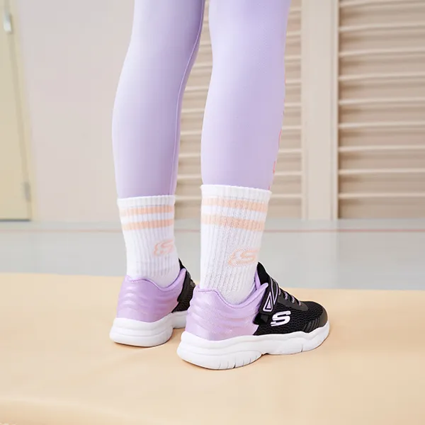 Skechers Cushioning And Breathable Low Top Kids Lifestyle Shoes Black Purple Teenagers-8