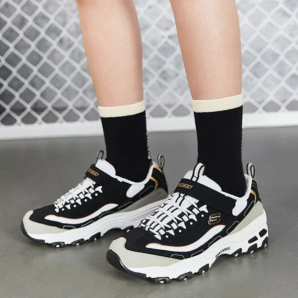 Skechers Slip Resistant Cushioning Abrasion Resistant Support Low Top Kids' Running Shoes Black Gold Teenagers-10