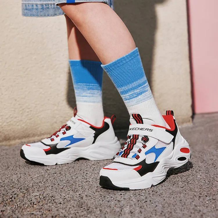Skechers Slip Resistant Rebound Anti Kick Breathable Low Top Kids Lifestyle Shoes White Blue Kids'-7