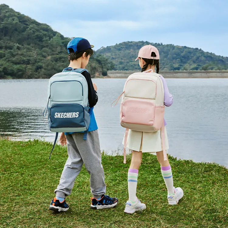 Skechers Fabric Backpack Regular Unisex Cream White-6