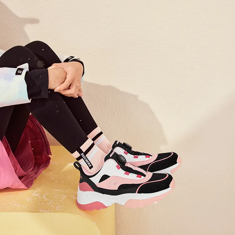 Skechers Kozmiks Slip Resistant Cushioning Abrasion Resistant Thermal Kids Lifestyle Shoes Pink/Black Teenagers-6
