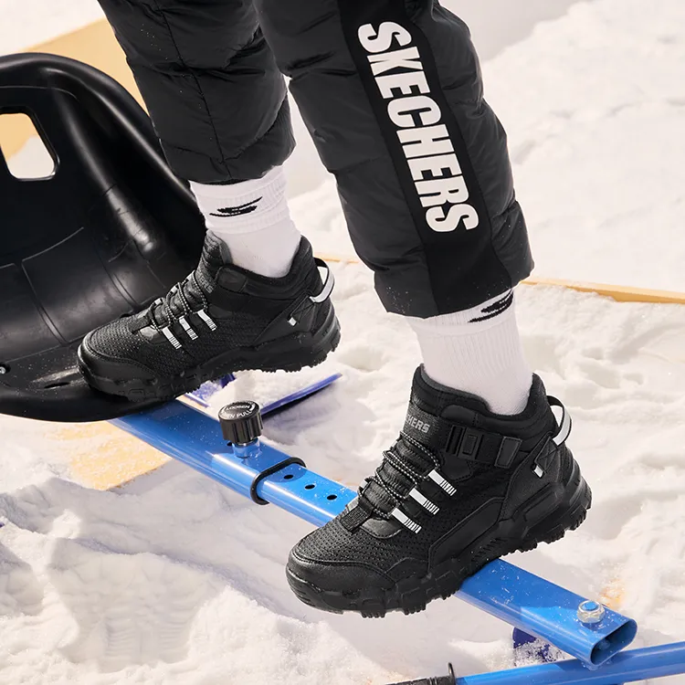Skechers Slip Resistant Anti Kick Abrasion Resistant Thermal Kids Lifestyle Shoes All Black Teenagers-7