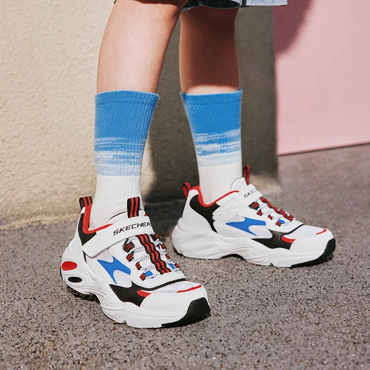 Skechers Slip Resistant Rebound Anti Kick Breathable Low Top Kids Lifestyle Shoes White Blue Kids'-6