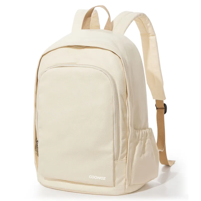 COOWOZ Canvas Backpack Unisex Black/Ecru-8