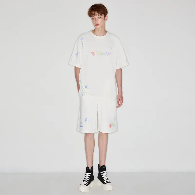 YLDP Casual Shorts Unisex White-5