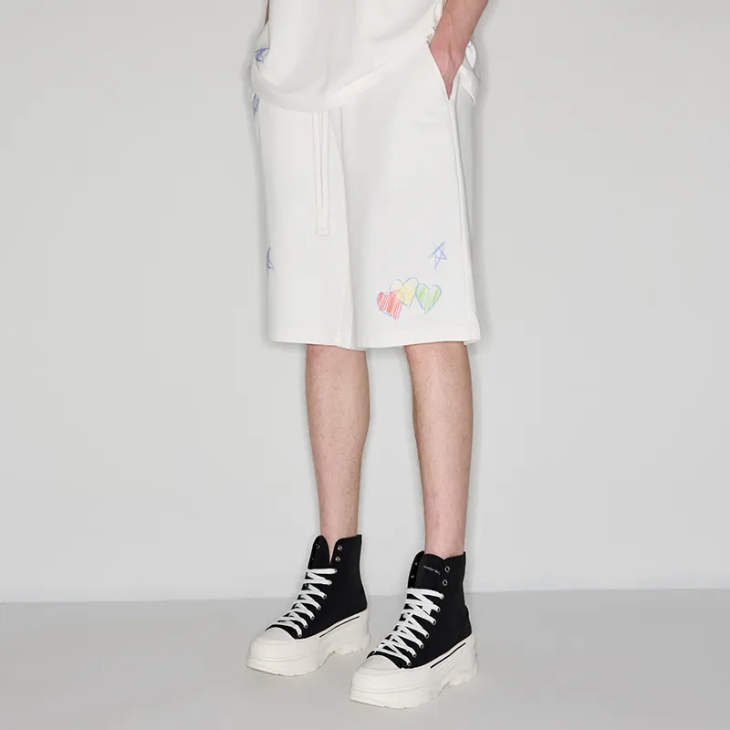 YLDP Casual Shorts Unisex White-4