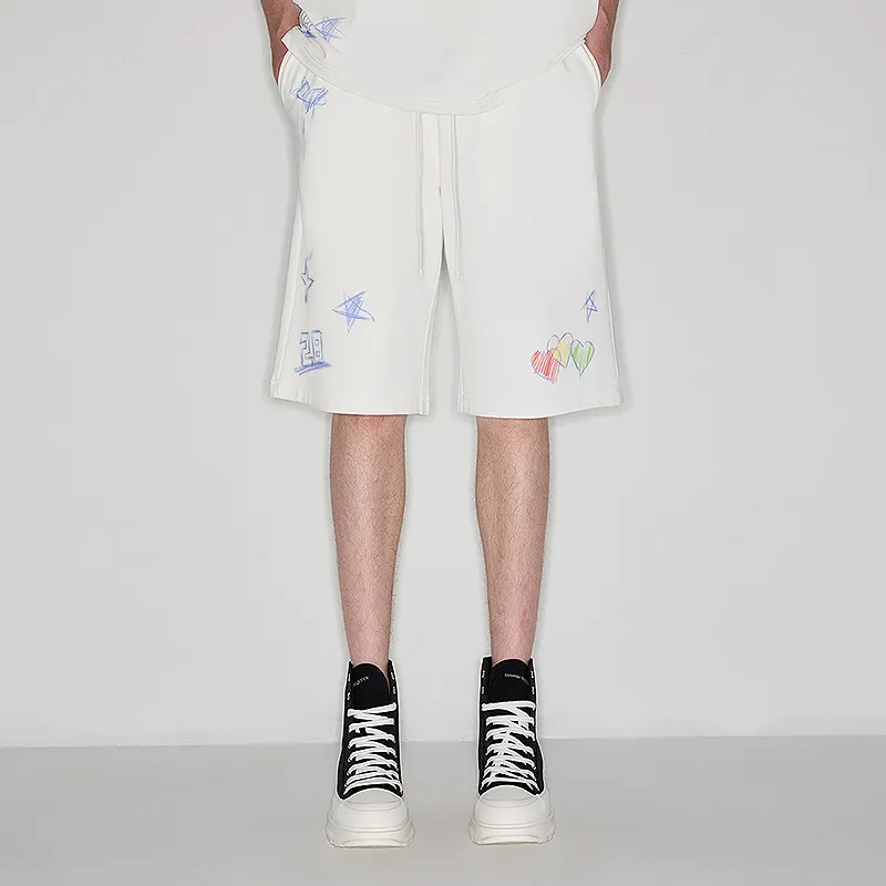 YLDP Casual Shorts Unisex White-2