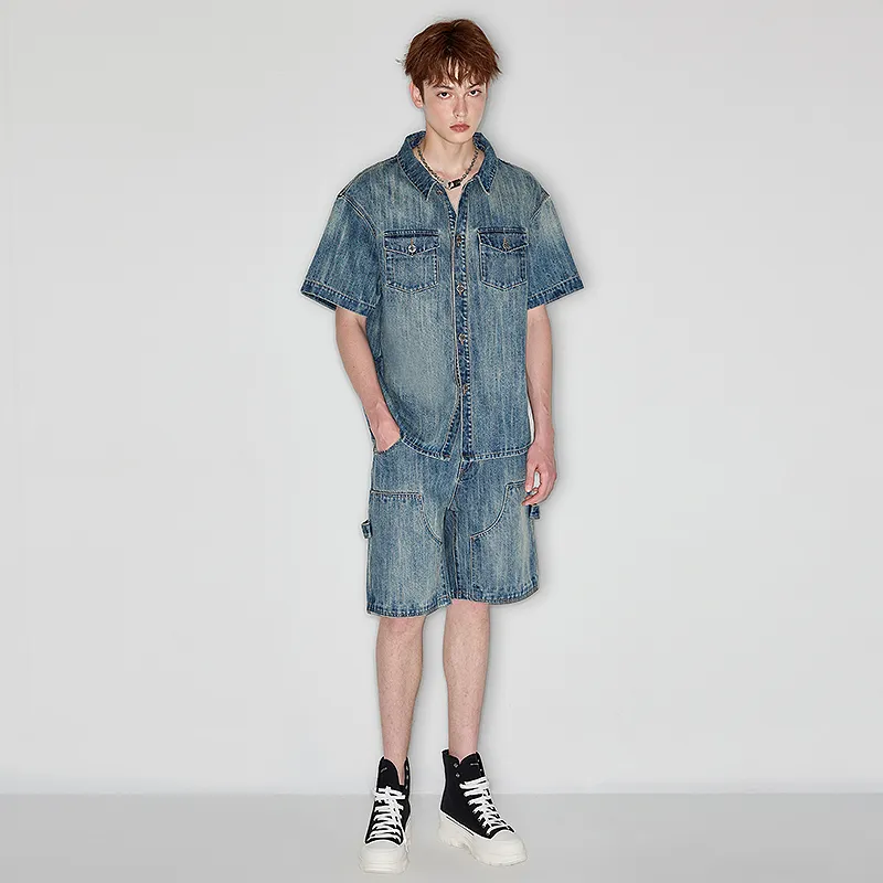 YLDP Denim Shorts Unisex Light Blue-6
