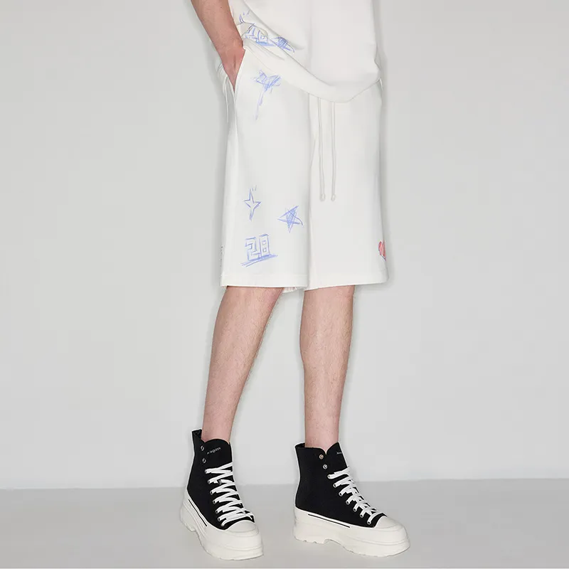 YLDP Casual Shorts Unisex White-3
