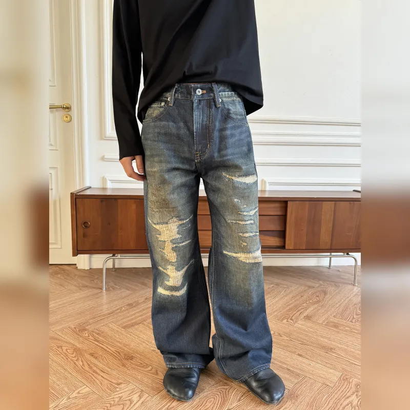 Haonanhuang Jeans Unisex Blue-2