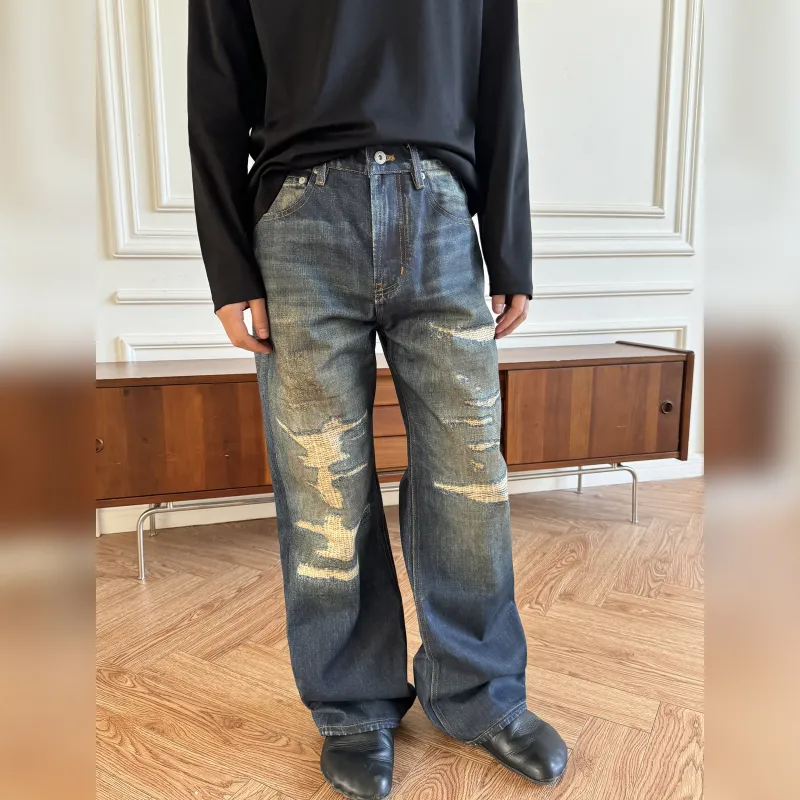 Haonanhuang Jeans Unisex Blue-3