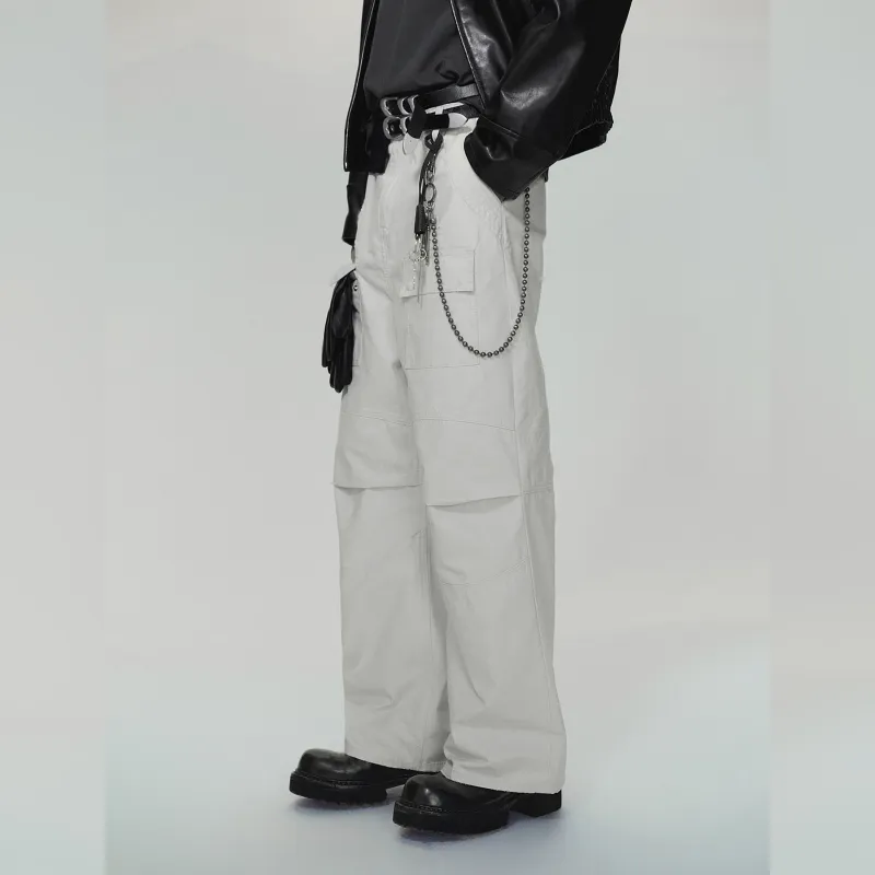 Haonanhuang Cargo Pants Unisex White-1