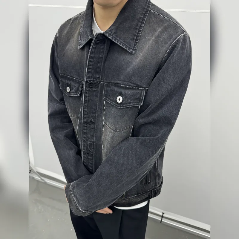 Haonanhuang Denim Jacket Unisex Black-3