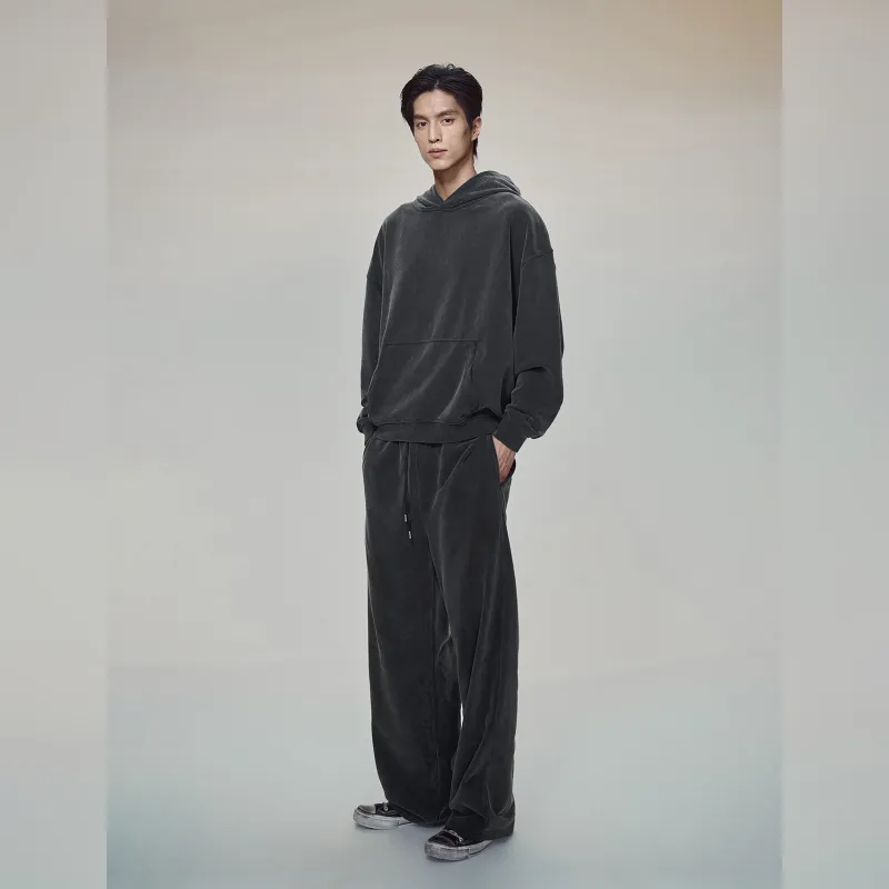 Haonanhuang Casual Pants Unisex Washed Gray-4