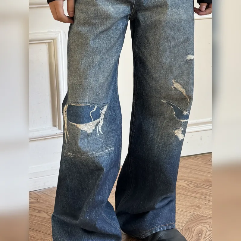 Haonanhuang Jeans Unisex Blue-3