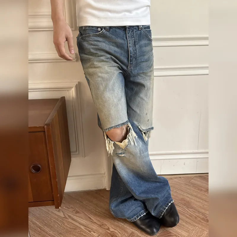 Haonanhuang Jeans Unisex Blue-4