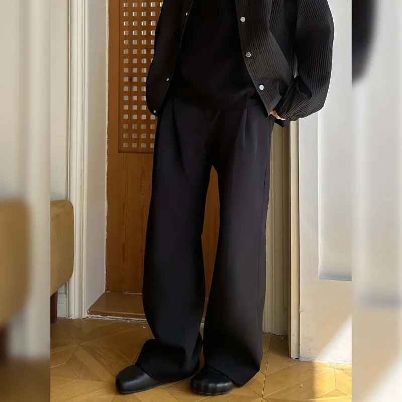 Haonanhuang Casual Pants Unisex Black-3