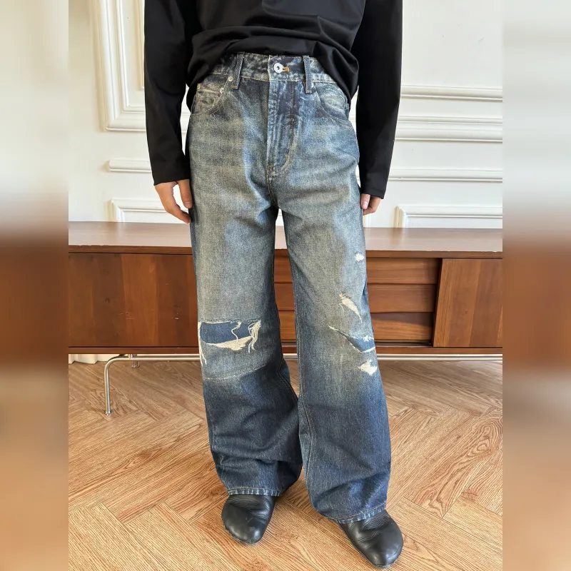 Haonanhuang Jeans Unisex Blue-4