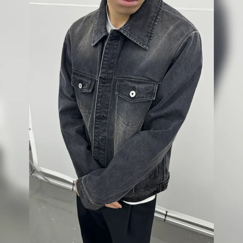 Haonanhuang Denim Jacket Unisex Black-1