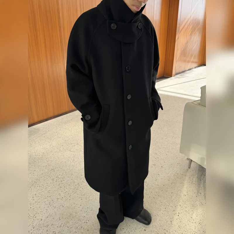 Haonanhuang Velvet feel Coat Unisex Black-3