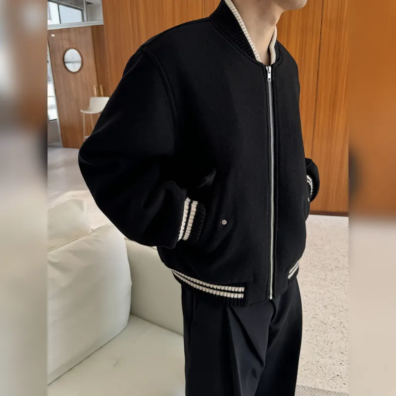 Haonanhuang Baseball Jacket Unisex Black-1