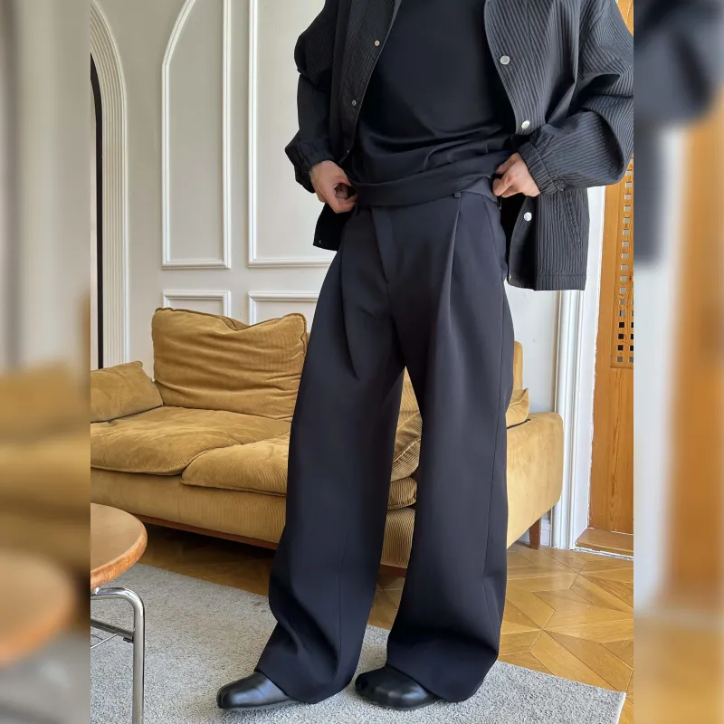 Haonanhuang Casual Pants Unisex Black-2