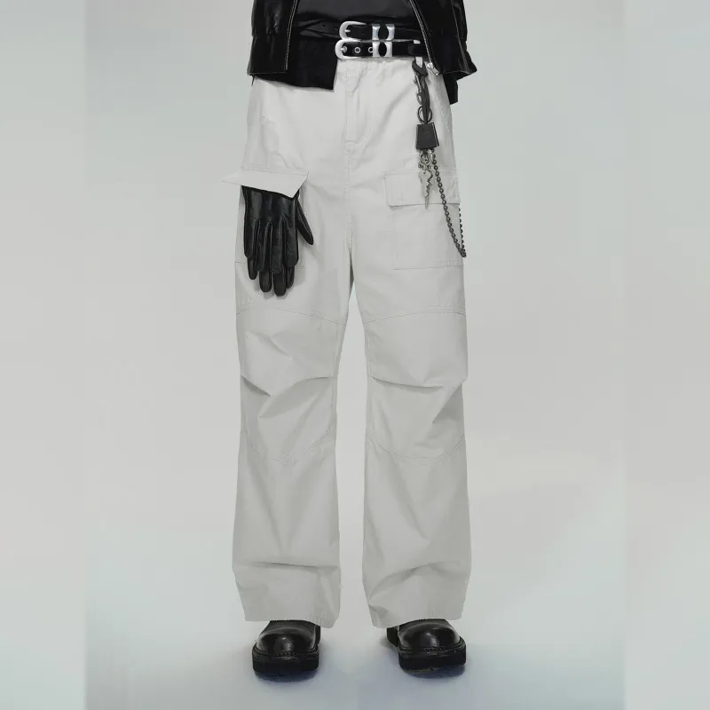 Haonanhuang Cargo Pants Unisex White-2