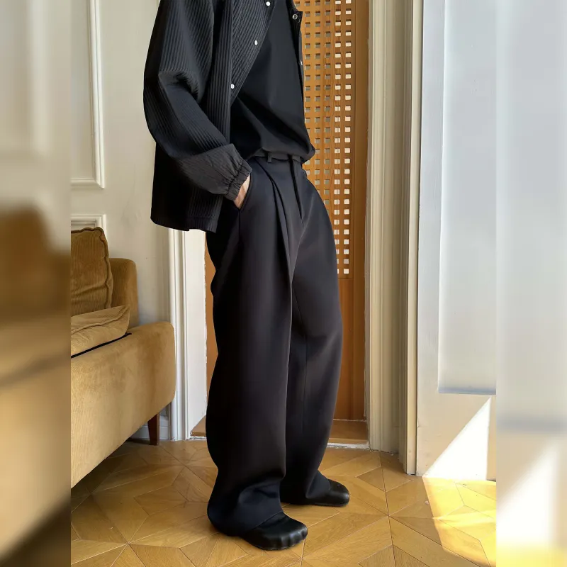 Haonanhuang Casual Pants Unisex Black-1