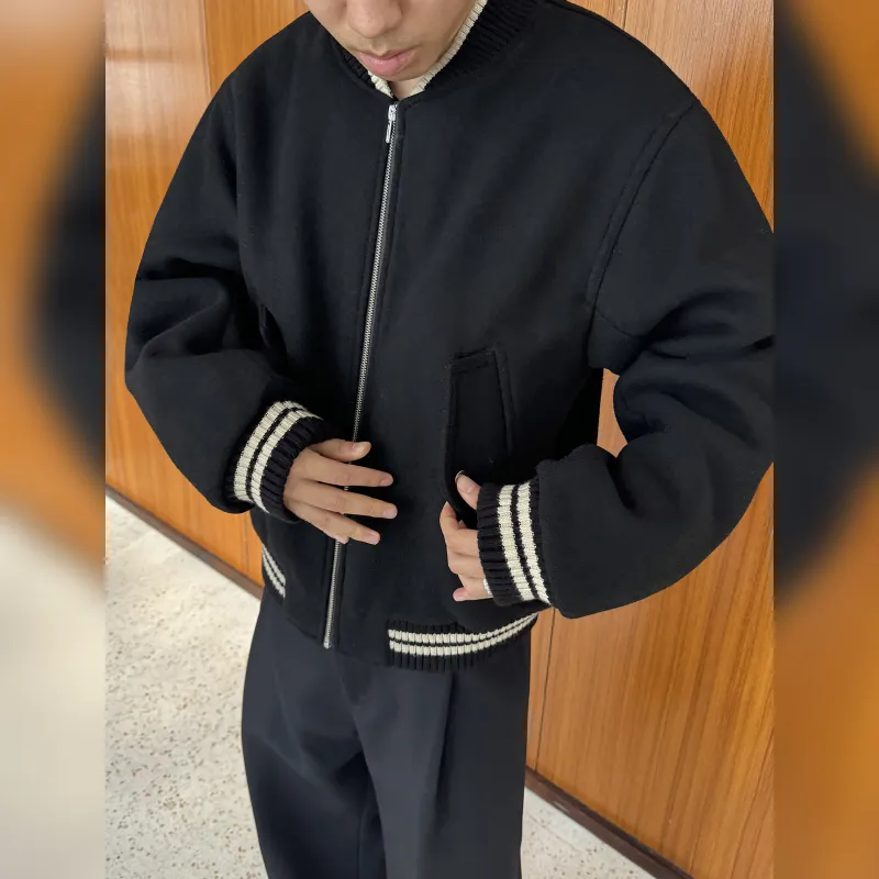 Haonanhuang Baseball Jacket Unisex Black-2
