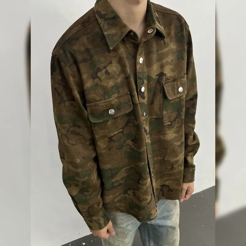 Haonanhuang Shirt Unisex Yellow Green Camouflage-5